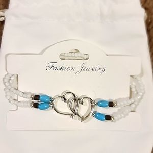 Boho vintage style bead heart ankle braclet